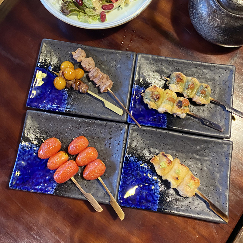 Porcelanski kvadratni tanjur za sushi i sashimi, kompatibilan s mikrovalnom pećnicom, glazirana površina, višenamjenski tanjur