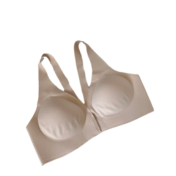 Sutien cu strângere și închidere frontală – nailon, cupă 3/4, cupă turnată subțire, bretele fixe duble