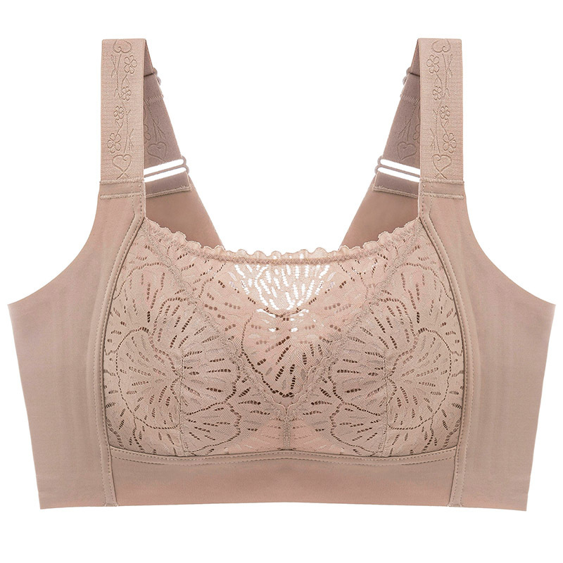 Sutien cu acoperire completă, cupe turnate subțiri, dantelă din nailon, căptușeală din bumbac, susținere laterală, respirabil, bretele reglabil e, închidere spate cu patru rânduri de cârlige