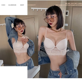 Sutien fără spate în formă de U, cu bretele detașabile duble, cupe subțiri preformate, material nylon cu căptușeală, respirant, push-up, închidere pe spate cu trei rânduri de cârlige