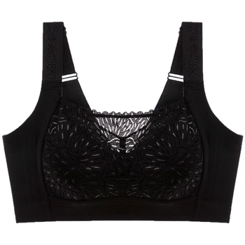 Sutien fără sârmă, cupă completă, forme turnate ultra-subțiri, dantelă, țesătură din nailon, bretele fixe, închidere în spate cu patru rânduri de cârlige