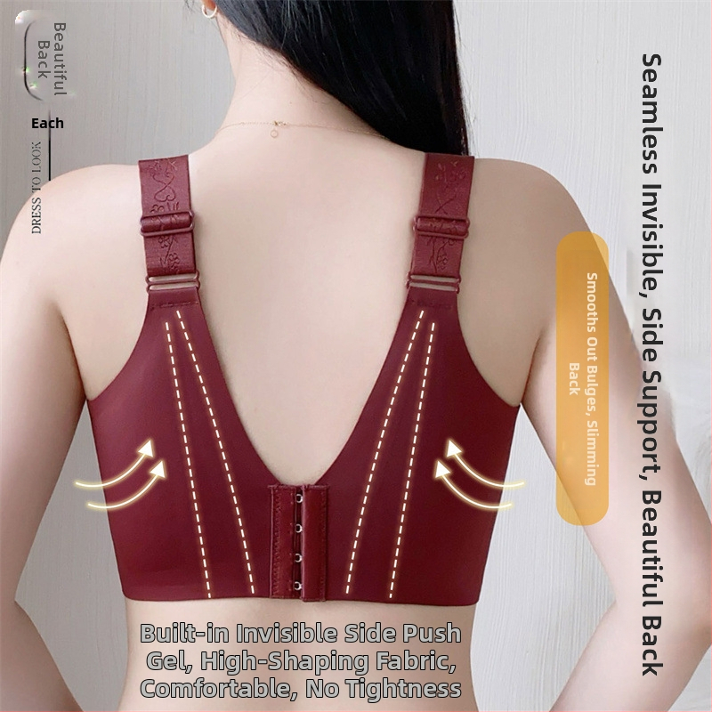 Sutien fără sârmă, cupă completă, forme turnate ultra-subțiri, dantelă, țesătură din nailon, bretele fixe, închidere în spate cu patru rânduri de cârlige