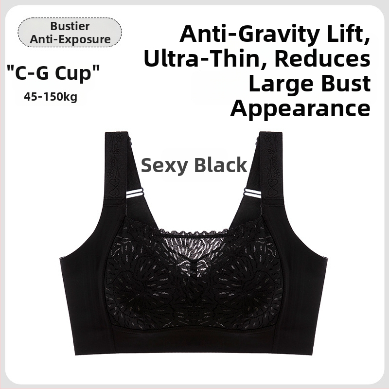 Sutien fără sârmă, cupă completă, forme turnate ultra-subțiri, dantelă, țesătură din nailon, bretele fixe, închidere în spate cu patru rânduri de cârlige