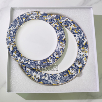 Porcelan od kostnog porculana, zapadni tanjur s motivom orhideje, 10-inčni plosnati tanjur za kolače i voće, keramičko posuđe