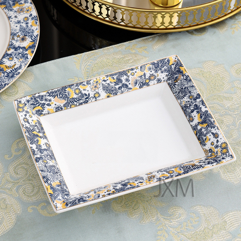 Porcelan od kostnog porculana, zapadni tanjur s motivom orhideje, 10-inčni plosnati tanjur za kolače i voće, keramičko posuđe