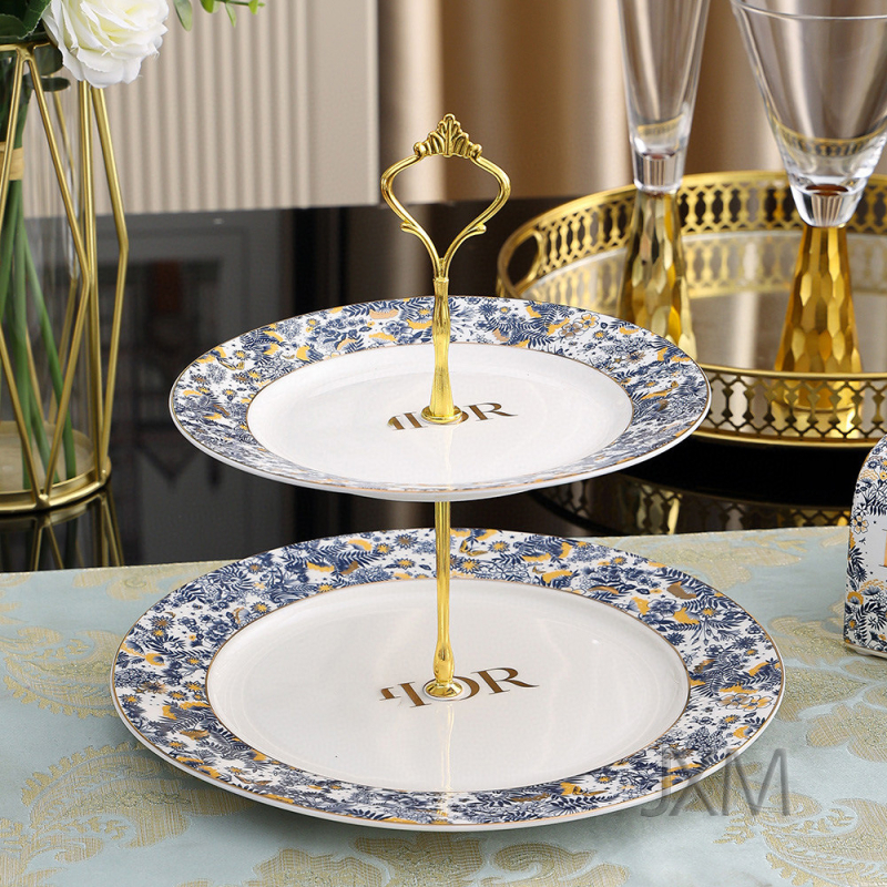 Porcelan od kostnog porculana, zapadni tanjur s motivom orhideje, 10-inčni plosnati tanjur za kolače i voće, keramičko posuđe