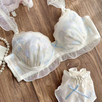 Sutien dantelat cu cupe subțiri, broderie cu coadă de Phoenix, bretele detașabile duble, închidere cu trei rânduri la spate, funcție de strângere