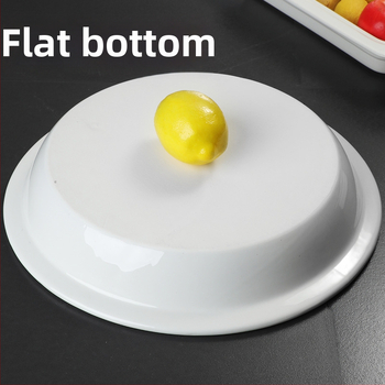 Portselani buffee soojendamise komplekt – ristkülikukujulised portsjonikausid ja apvalused keramist taldrikud hotellitoidulauale