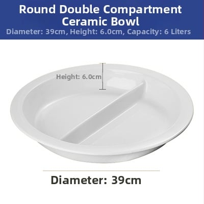 Portselani buffee soojendamise komplekt – ristkülikukujulised portsjonikausid ja apvalused keramist taldrikud hotellitoidulauale