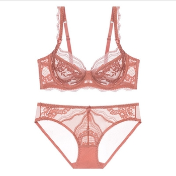 Set sutiene cupe 3/4, dantelă din nailon, cupe turnate ultra-subțiri, bretele fixe duble, respirabil și confortabil