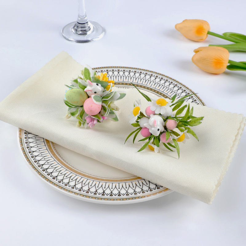 Vaigust salvrätiku rõngas jänku motiiviga — laua dekoratsioon Vab Velyked, käsitöö, karikatuur motiiv, 12-osaline komplekt