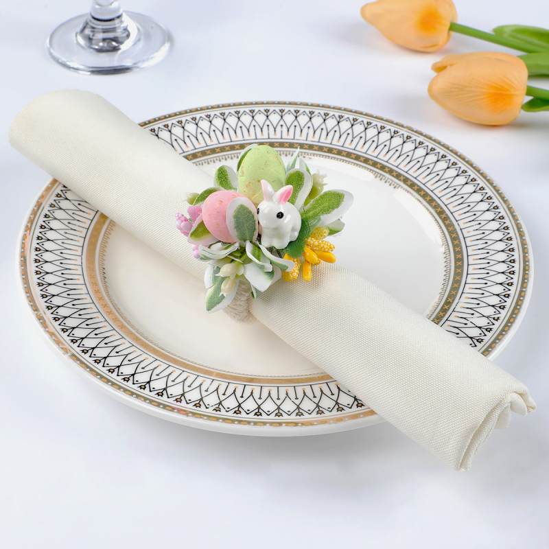 Vaigust salvrätiku rõngas jänku motiiviga — laua dekoratsioon Vab Velyked, käsitöö, karikatuur motiiv, 12-osaline komplekt