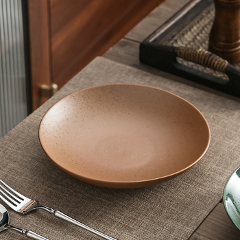 Porcelán japán stílusú kör alakú tál, mikrohullámú sütőben használható, színes mázas felület