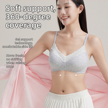 Sutien din dantelă nylon cu cupa 3/4, cupe modelate cu vârf subțire sus și gros jos, decolteu în V, bretele fixe, închidere spate cu trei rânduri de cârlige