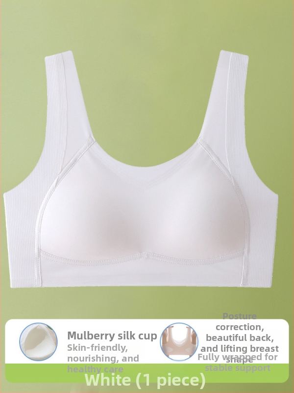  Sutien pentru fete adolescente din nylon, în stil vestă, respirabil, cu cupă completă, cupe subțiri modelate și bretele duble fixe