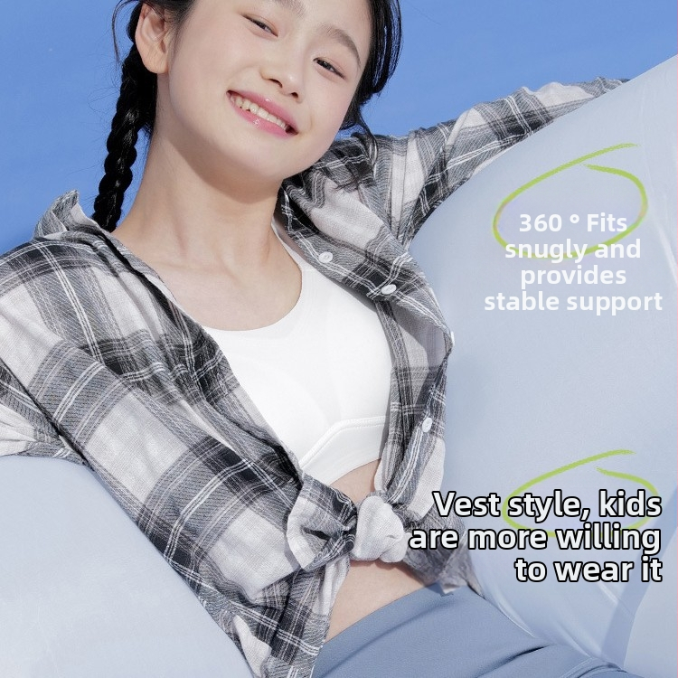  Sutien pentru fete adolescente din nylon, în stil vestă, respirabil, cu cupă completă, cupe subțiri modelate și bretele duble fixe