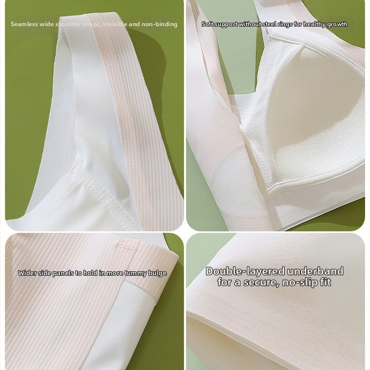  Sutien pentru fete adolescente din nylon, în stil vestă, respirabil, cu cupă completă, cupe subțiri modelate și bretele duble fixe