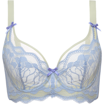 Sutien din nylon cu cupă completă, cupe fără formă, bretele fixe duble și închizătoare pe spate cu patru rânduri pentru susținere și conturare laterală