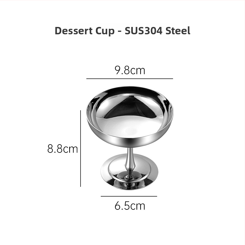 Roostevabast terasest magustoidukausid hotellilauale, peegelpolijst viimistlus, kerge luksus stiil