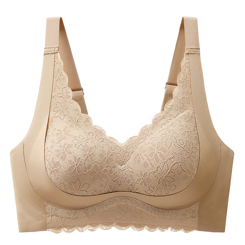 Podešavajući bešavni grudnjak za žene s velikim grudima, košarica 3/4 s latexom oblikovanim košaricama, fiksne dvostruke naramenice, četiri reda kopči straga, najlonska tkanina s elastinskom podstavom