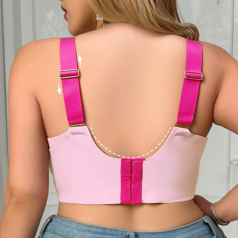 Sutien din nylon cu căptușeală din nylon, cupă completă, cupe subțiri modelate, bretele fixe, închidere la spate cu patru rânduri de cârlige