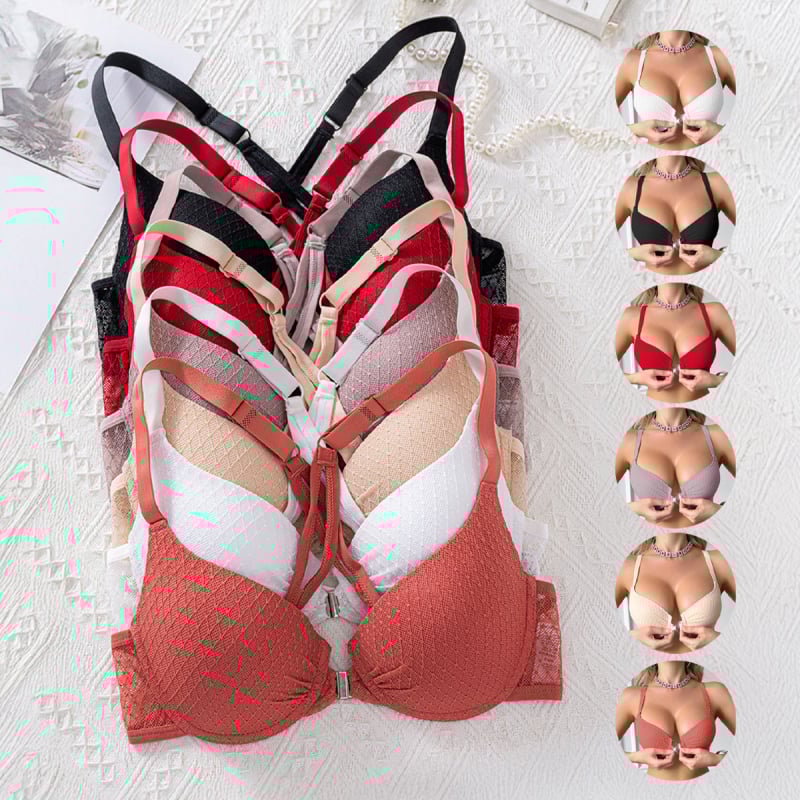 Grudnjak s križnim leđima i prednjom metalnom kopčom, 3/4 šalica, oblikovana šalica, najlon