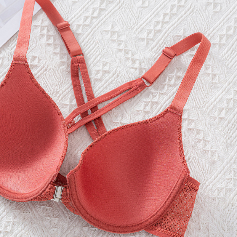 Grudnjak s križnim leđima i prednjom metalnom kopčom, 3/4 šalica, oblikovana šalica, najlon