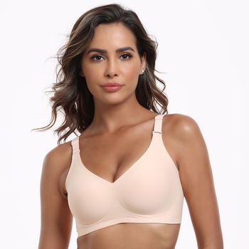 Sutien fără fir, cu cupă completă, material din fibre de bumbac, căptușeală elastan 30–50%, inel de oțel moale