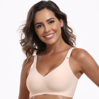 Sutien fără fir, cu cupă completă, material din fibre de bumbac, căptușeală elastan 30–50%, inel de oțel moale