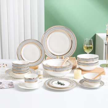 Porcelános kerek nyugati étkészlet, több mintázatú dizájn, testre szabható minta, logó nyomtatás