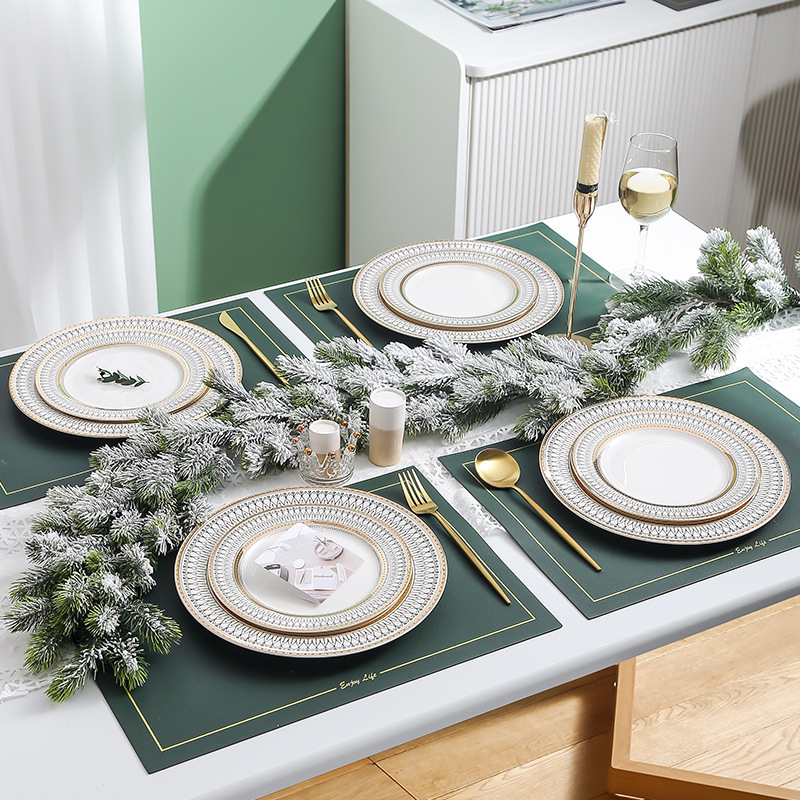 Porcelános kerek nyugati étkészlet, több mintázatú dizájn, testre szabható minta, logó nyomtatás