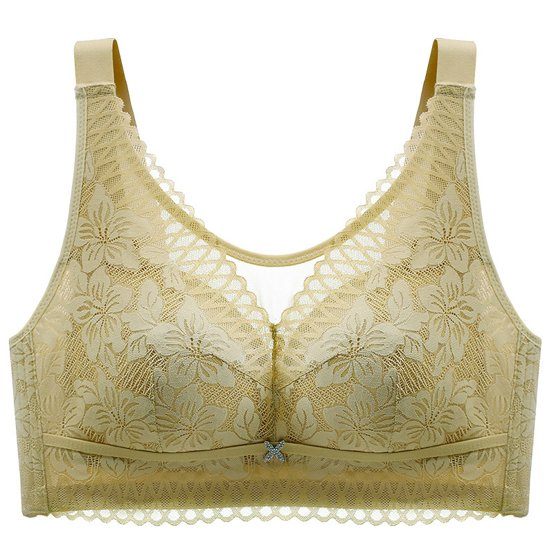 Sutien fără bretele, fără fir, cu cupă completă, cupe turnate ultra-subțiri, dantelă din nailon