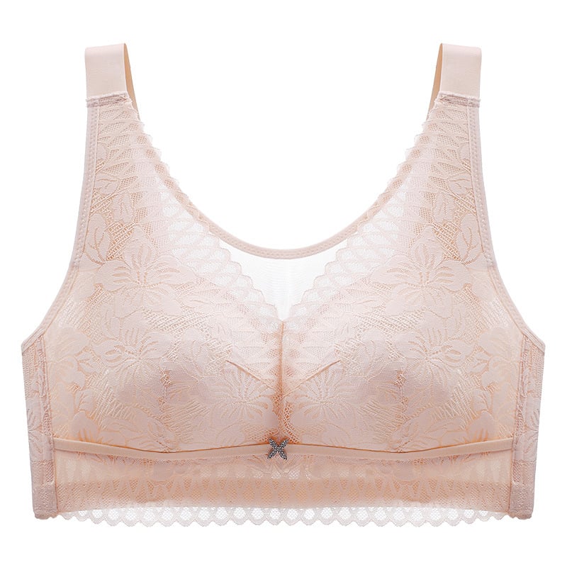 Sutien fără bretele, fără fir, cu cupă completă, cupe turnate ultra-subțiri, dantelă din nailon