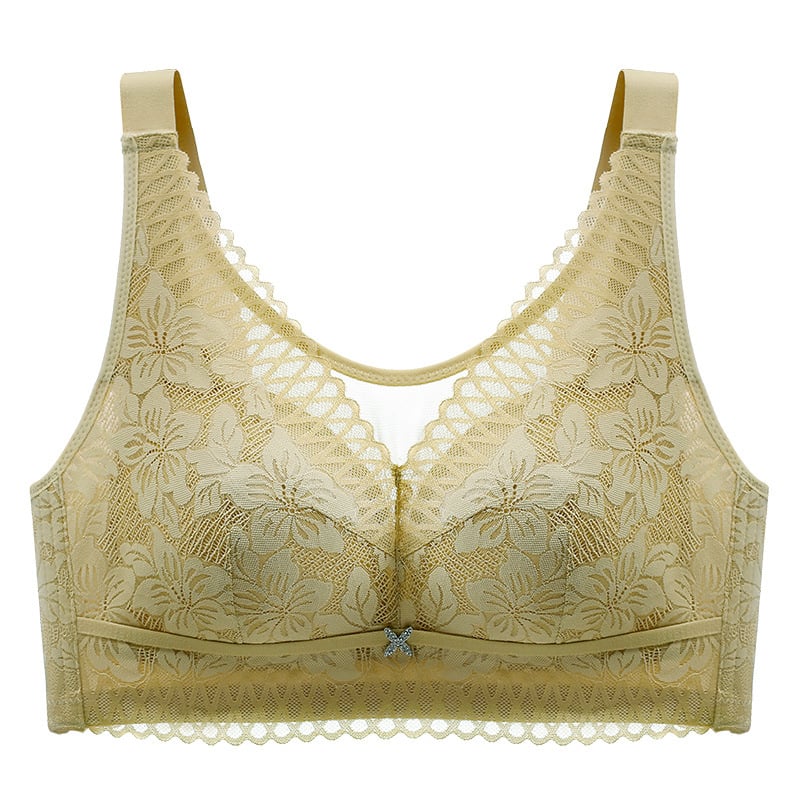 Sutien fără bretele, fără fir, cu cupă completă, cupe turnate ultra-subțiri, dantelă din nailon