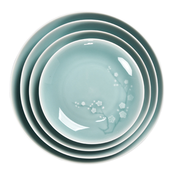 Večera tanjur od Celadon porculana s cvjetnim uzorkom, okrugli, kompatibilan s mikrovalnom