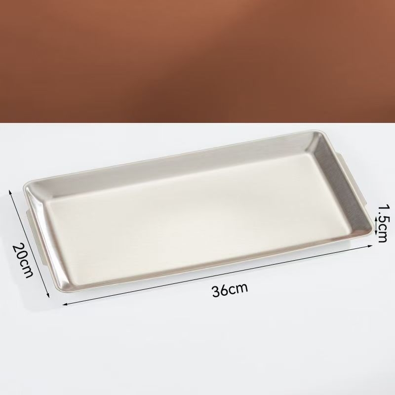 Korejskog stila pravokutna posuda od nehrđajućeg čelika za sushi i grickalice, moderno minimalistički dizajn, jednolita površina, mogućnost tiskanja logotipa