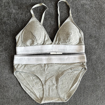 Set sutiene din bumbac cupe triunghiulare fără cusături, bretele în formă de Y, respirabil și susținere a spatelui