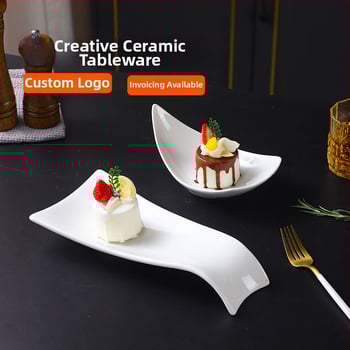 Farfurie ceramică, formă neregulată, culoare solidă, finisaj sub glazură, compatibil cu microunde, logo personalizabil, pentru hoteluri și restaurante
