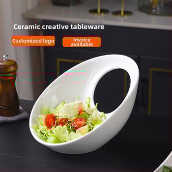 Farfurie ceramică, formă neregulată, culoare solidă, finisaj sub glazură, compatibil cu microunde, logo personalizabil, pentru hoteluri și restaurante