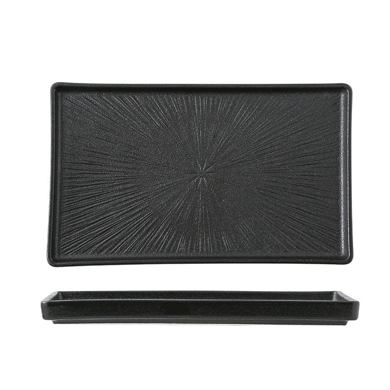 Porcelanski tanjur, japanskog stila, pravokutnog oblika, mikrovalna kompatibilnost, mat glazura