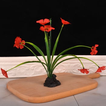 Dekoratiivne taldrik lillemotiiviga, plastikust, käsitsi maalitud pind, päritolu Zhejiang, Uus Hiina stiil, kohandamine saadaval