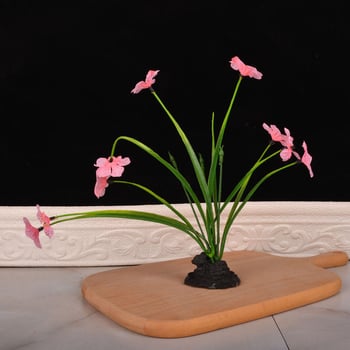 Dekoratiivne taldrik lillemotiiviga, plastikust, käsitsi maalitud pind, päritolu Zhejiang, Uus Hiina stiil, kohandamine saadaval