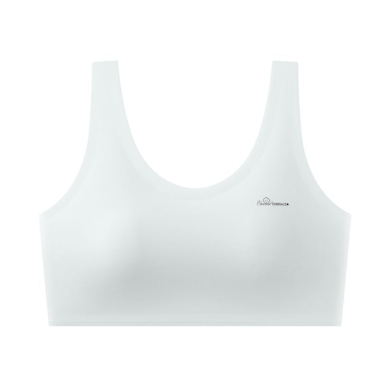 Sutien pentru adolescente: cupe cu acoperire completă, formă turnată subțire, material nailon, bretele fixe, respirabil