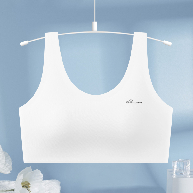 Sutien pentru adolescente: cupe cu acoperire completă, formă turnată subțire, material nailon, bretele fixe, respirabil