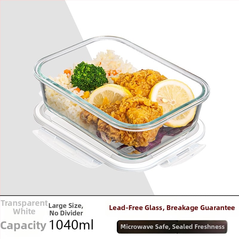 Стъклена кутия за обяд, правоъгълна, боросиликатно стъкло, микровълнова безопасна, 501-800 ml, запазва свежест