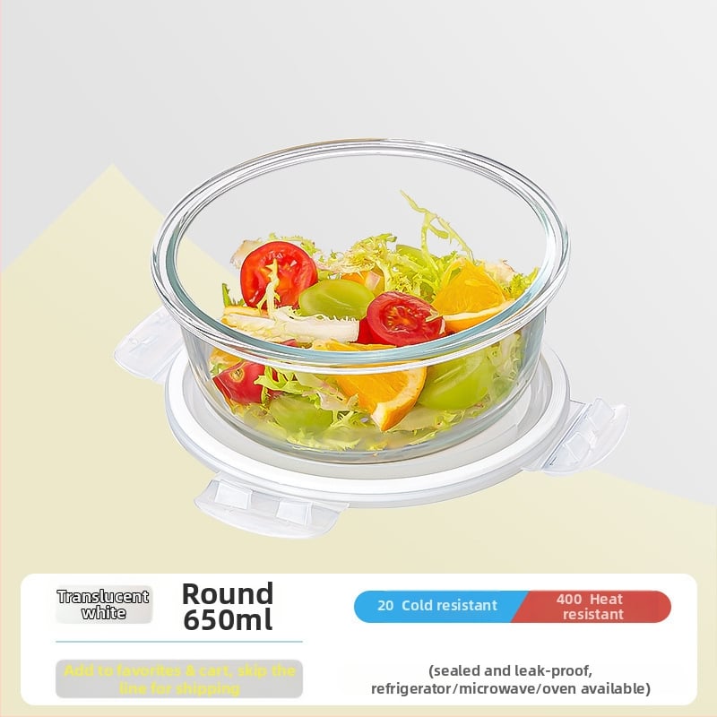 Стъклена кутия за обяд, правоъгълна, боросиликатно стъкло, микровълнова безопасна, 501-800 ml, запазва свежест