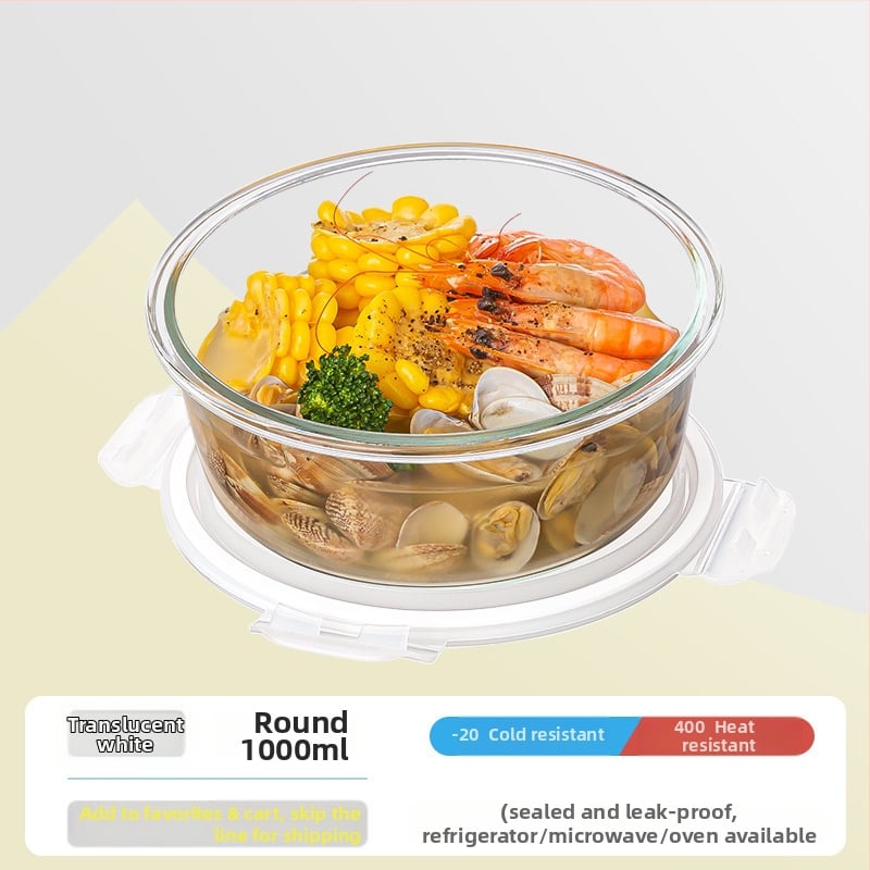 Стъклена кутия за обяд, правоъгълна, боросиликатно стъкло, микровълнова безопасна, 501-800 ml, запазва свежест