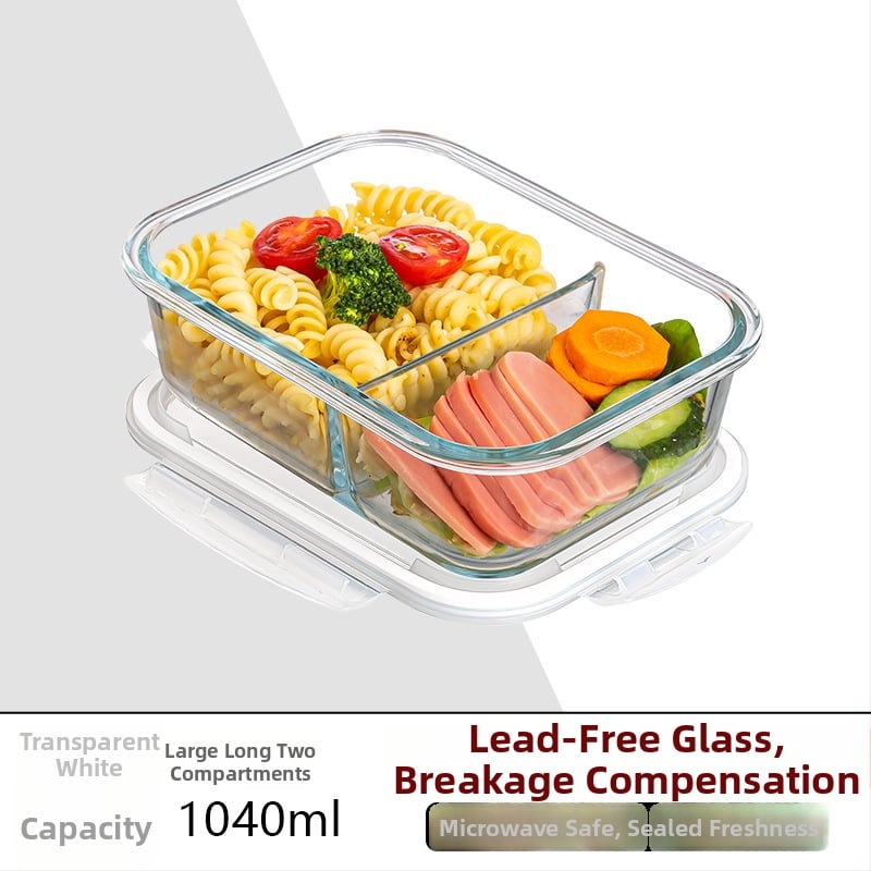 Стъклена кутия за обяд, правоъгълна, боросиликатно стъкло, микровълнова безопасна, 501-800 ml, запазва свежест