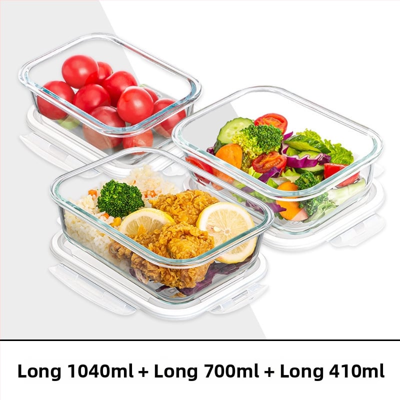 Стъклена кутия за обяд, правоъгълна, боросиликатно стъкло, микровълнова безопасна, 501-800 ml, запазва свежест