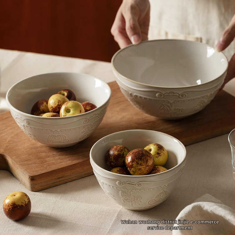 Francúzský porcelánový servis na stolovanie – reliéfne taniere, európsky štýl, retro dizajn, keramická glazúra vypaľovaná v peci, mikrovlnná rúra vhodná